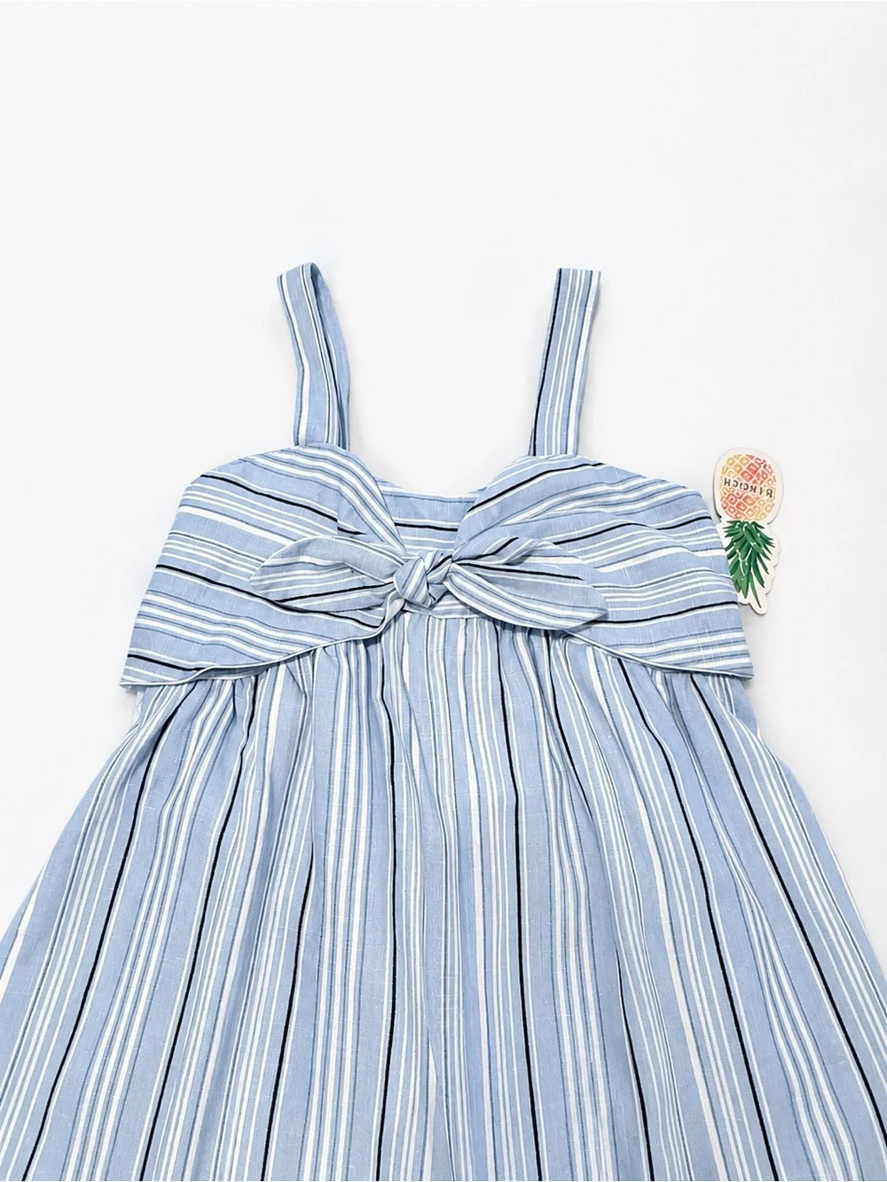 BTween Girls Blue Striped Wide-Leg Jumpsuit Size 7 Adjustable Straps NWT